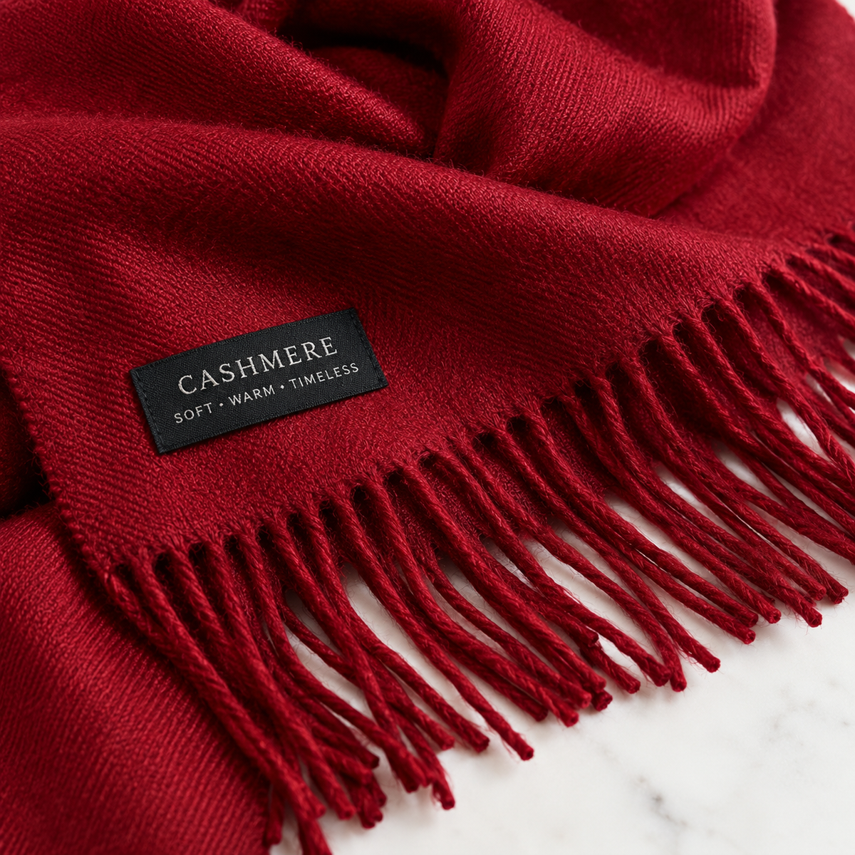 Abendtuch für Damen - Warmer Kaschmirschal - Geschenk für Damenschal Rot