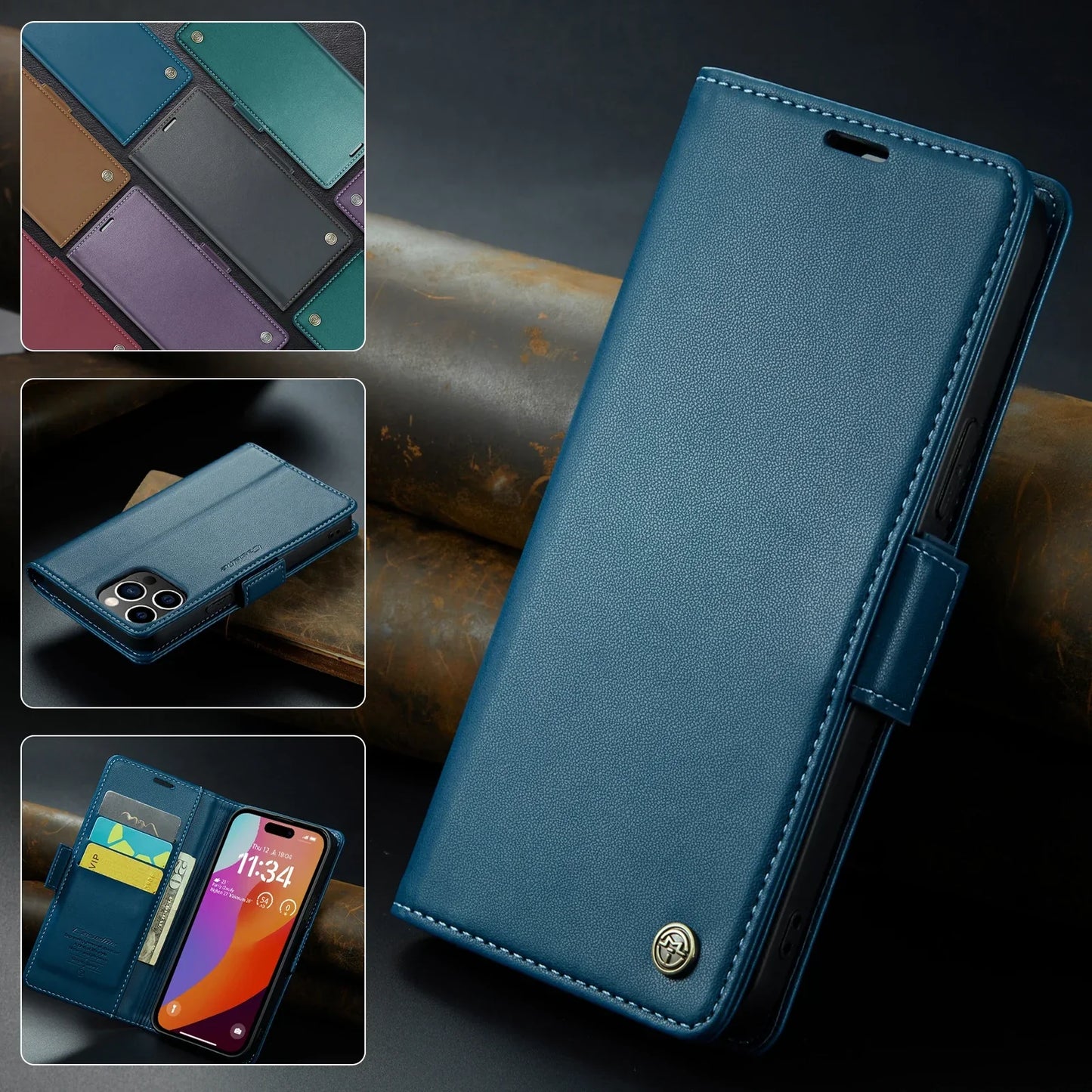 Stylish Leather iPhone Wallet Case with Card Holder – All Models Covered - The Little Market Shop