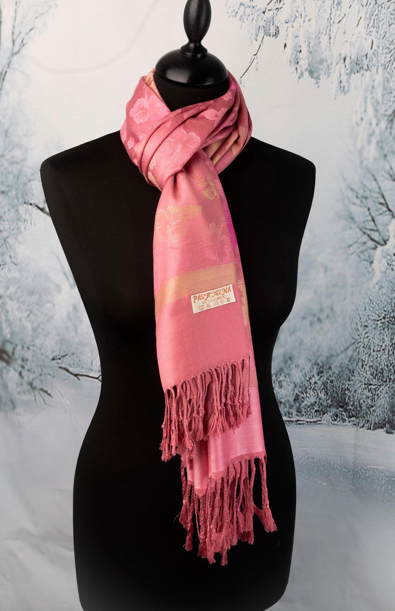 Luxury Floral Pashmina Shawl Wrap – Elegant Pink Evening Stole Gift for Women - The Little Market Shop