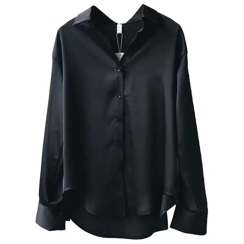 Women’s Casual Long Sleeve Blouse – Turn-Down Collar Shirt - The Little Market Shop
