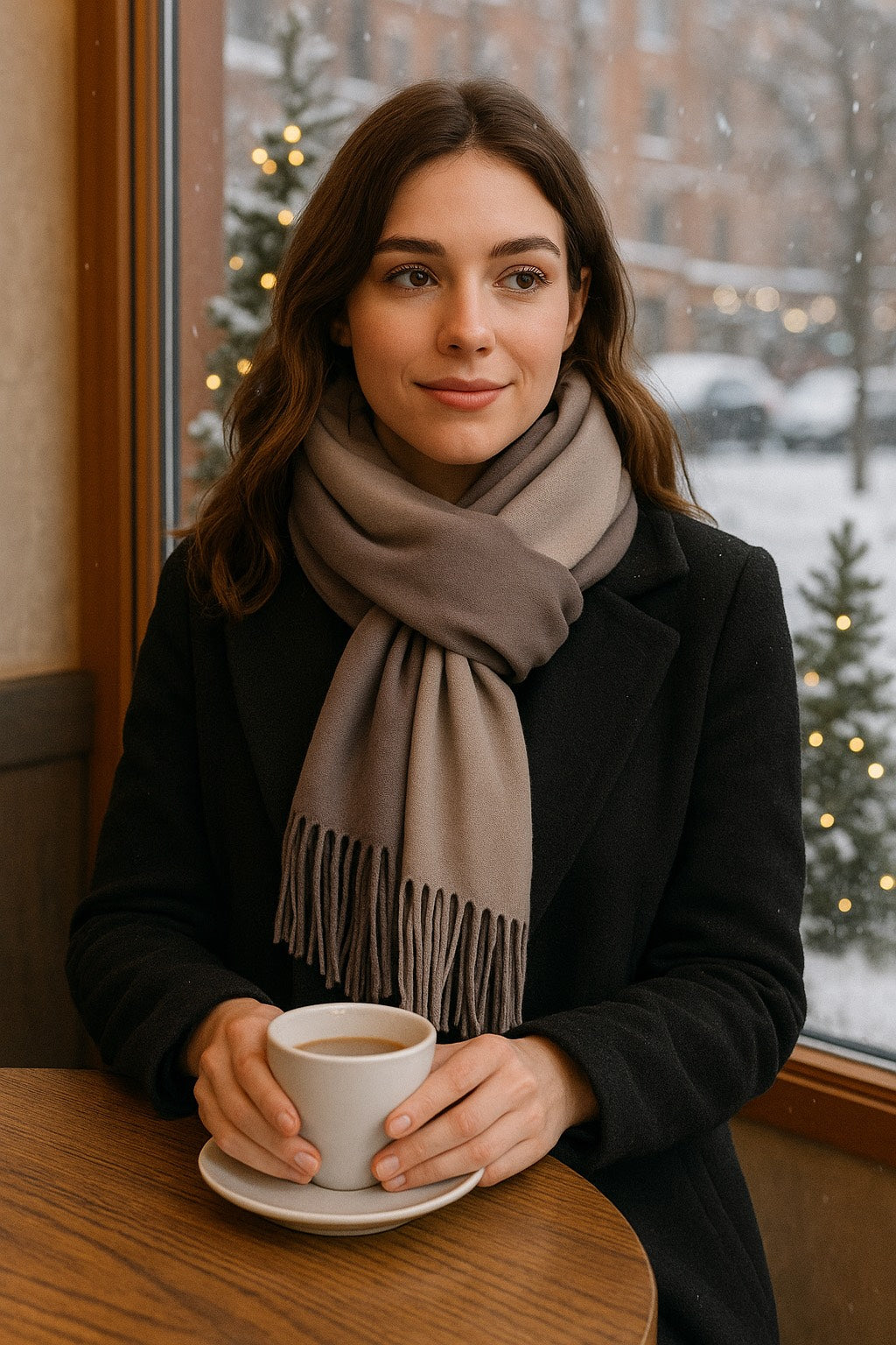 Two-Tone Grey Evening Shawl – Elegant Reversible Wrap for Women 4