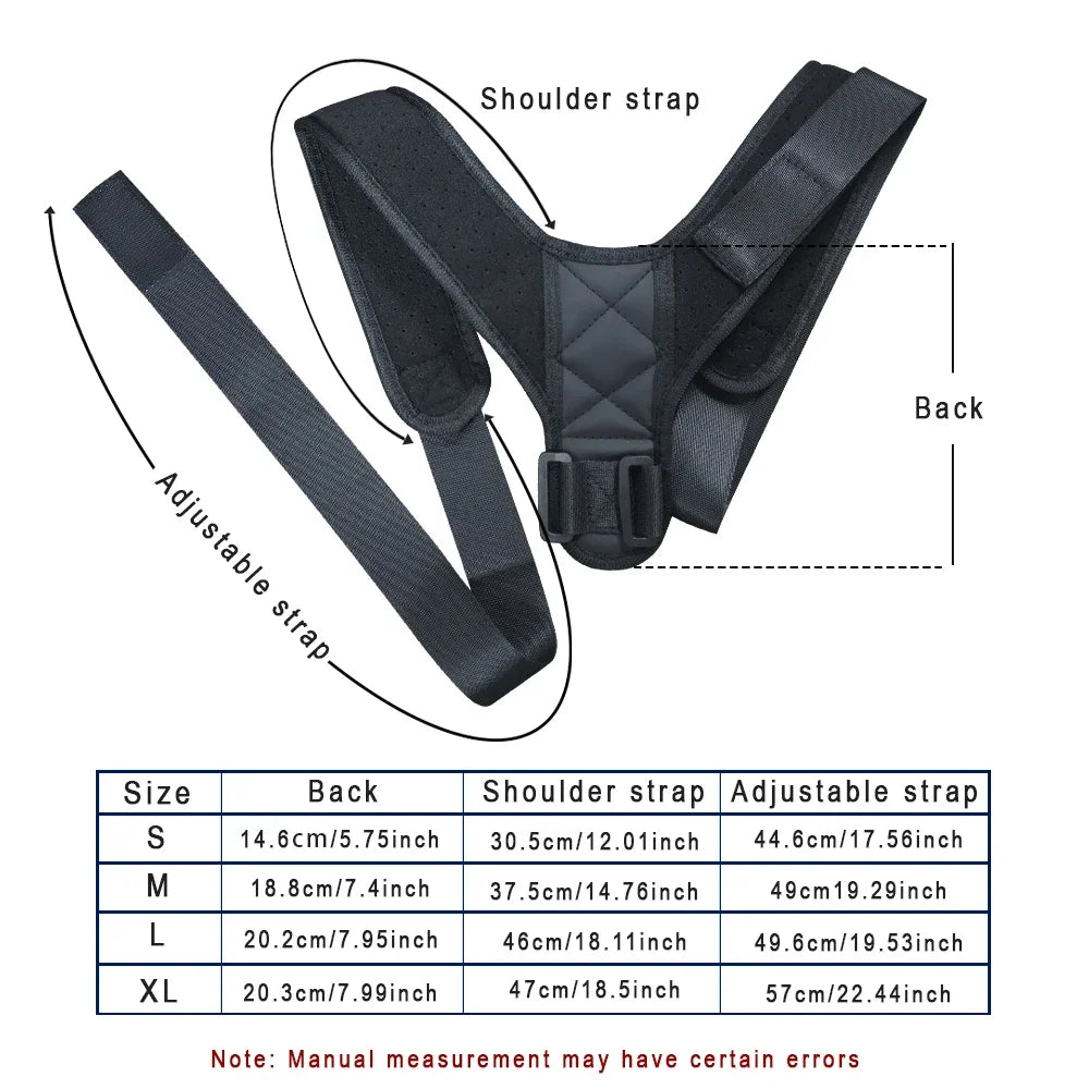 Posture Corrector Back Support Belt – Adjustable Upper Back & Shoulder Brace for Better Everyday Posture