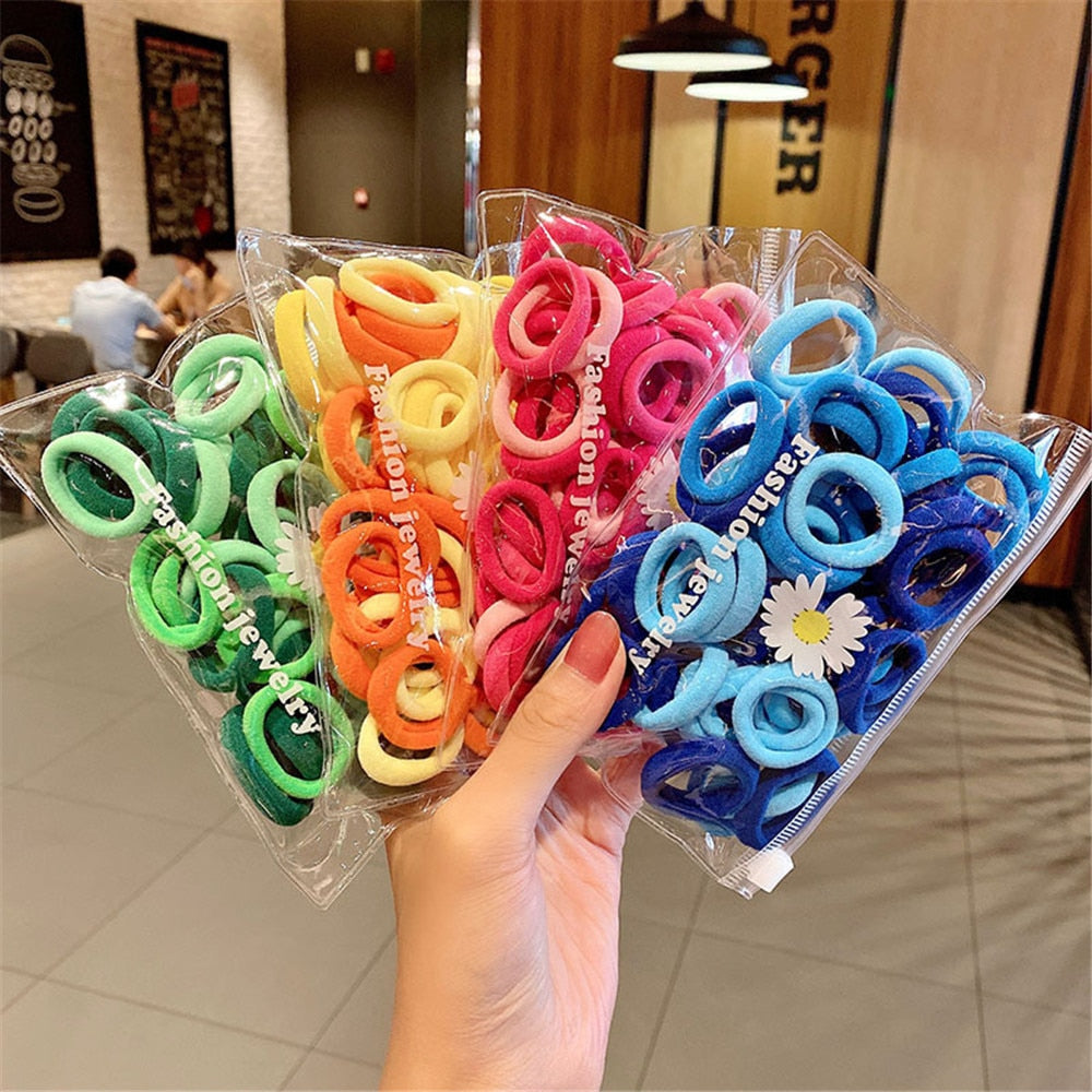 Premium Elastic Hair Bands: Versatile Stylish Hair Accessories 50Pcs FREE SHIPPING - The Little Market Shop