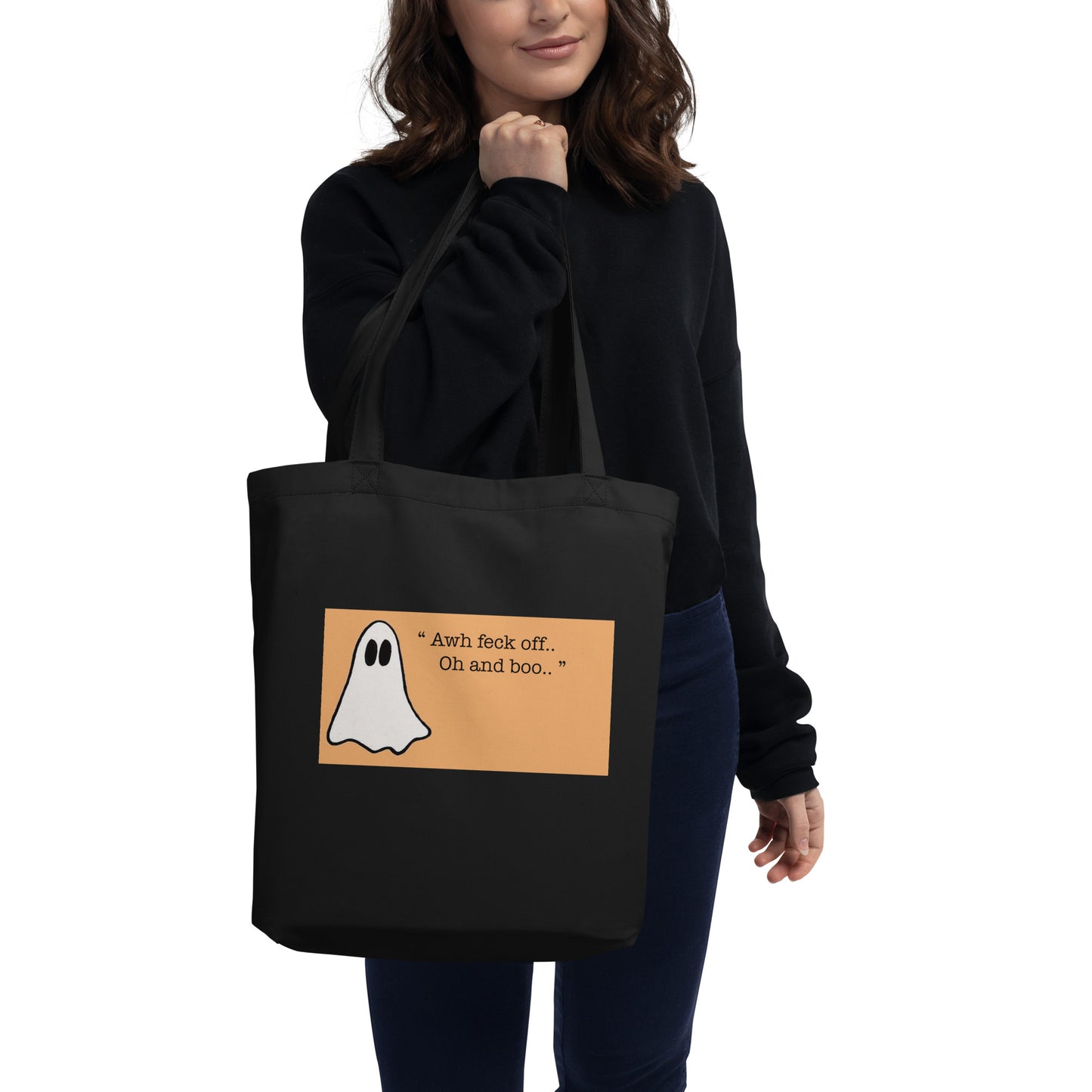Eco-Friendly Irish Ghost Bag: Hauntingly Stylish and Organic! " feck off " design Eco Tote Bag - The Little Market Shop