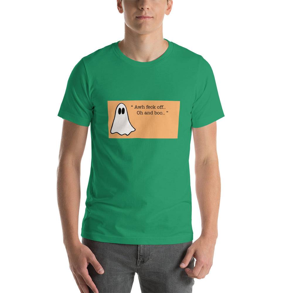Get Your Hilarious Irish Ghost FECK OFF T-Shirt Today Unisex t-shirt - The Little Market Shop