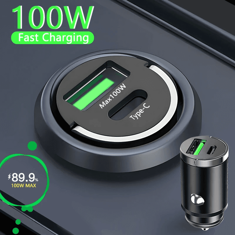 Fast charging car adapter 100W Mini Car Charger for iPhone & Samsung Smartphones. - The Little Market Shop