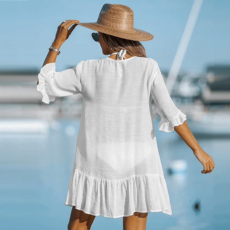 Style with Our Ruffled Cover-Up Dress – A Must-Have Women's Beach Cover-Up! - The Little Market Shop
