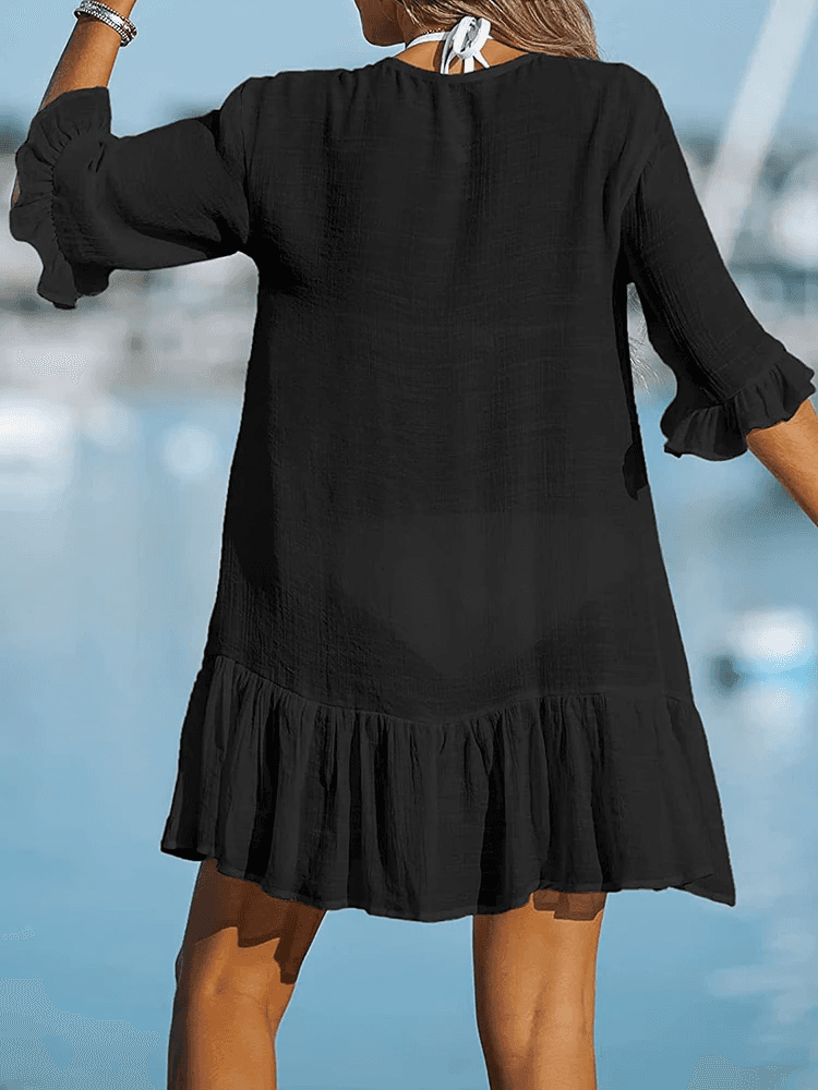 Style with Our Ruffled Cover-Up Dress – A Must-Have Women's Beach Cover-Up! - The Little Market Shop