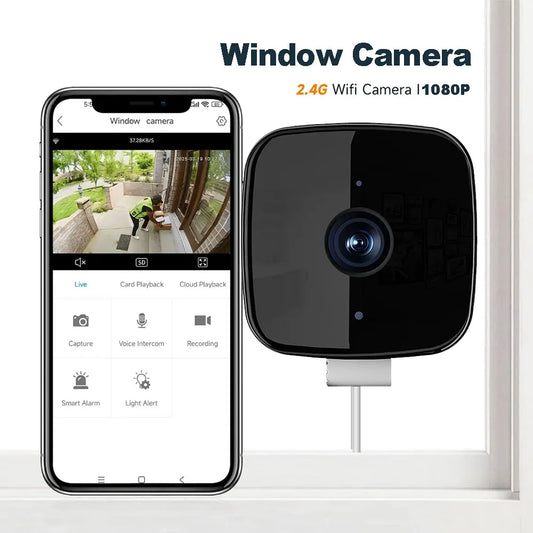 1080P WiFi Window Camera – Night Vision, Motion Detection, Two-Way Audio