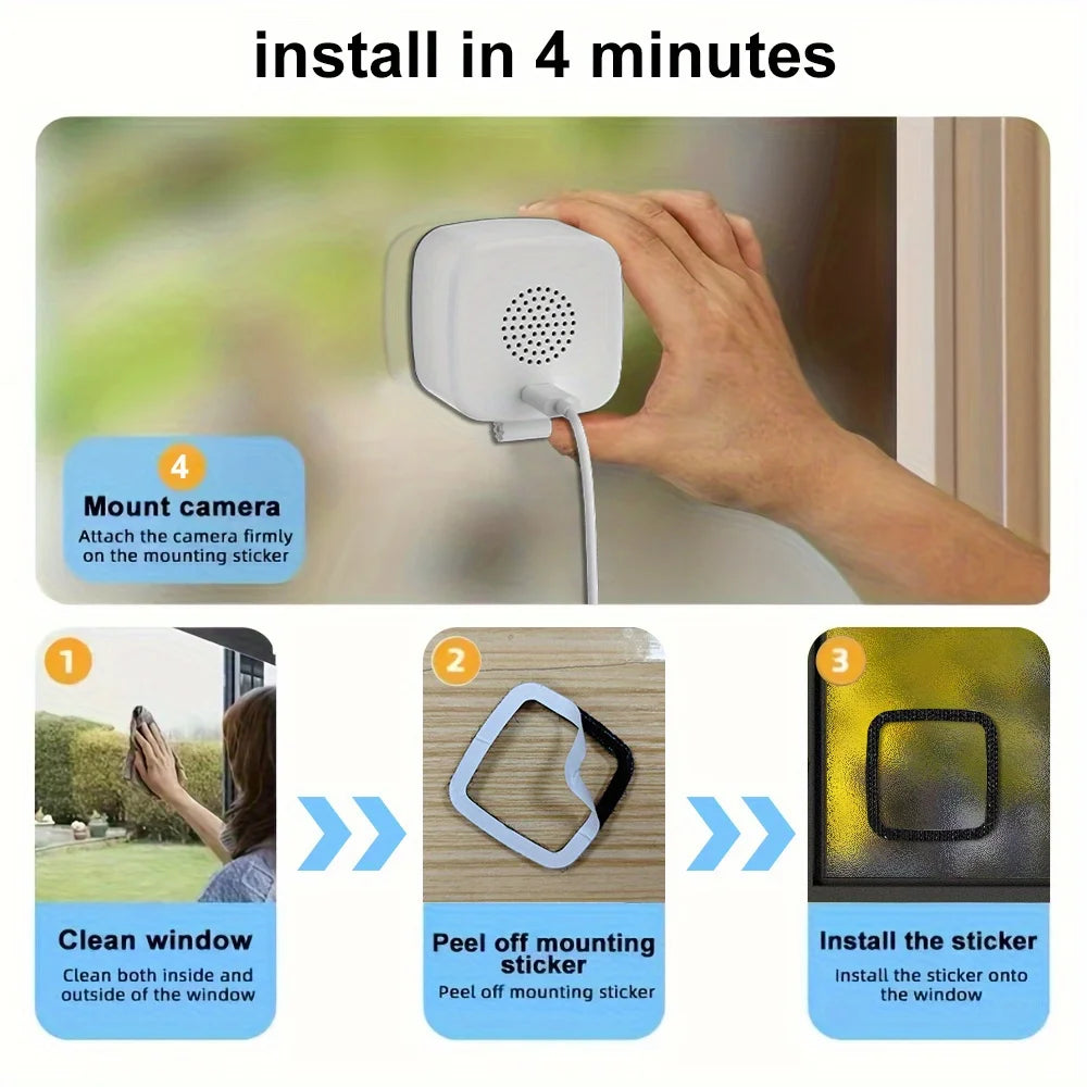 1080P WiFi Window Camera – Night Vision, Motion Detection, Two-Way Audio