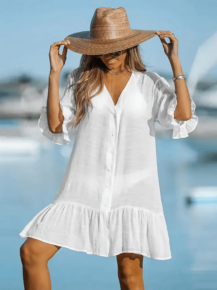 Style with Our Ruffled Cover-Up Dress – A Must-Have Women's Beach Cover-Up! - The Little Market Shop