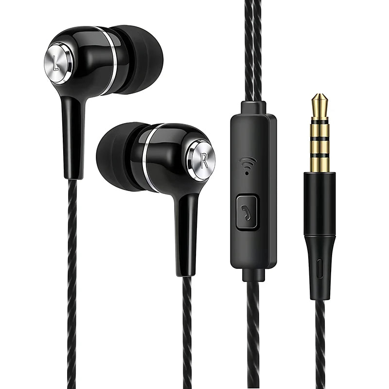 3.5mm Wired Earphones – HiFi In-Ear Headset with Heavy Bass, Mic & Stereo Sound for Music & Gaming - The Little Market Shop