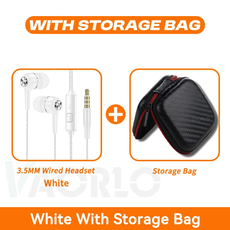 3.5mm Wired Earphones – HiFi In-Ear Headset with Heavy Bass, Mic & Stereo Sound for Music & Gaming - The Little Market Shop