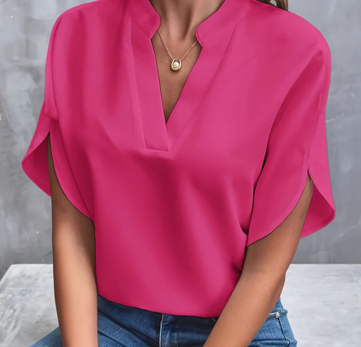Chic V-Neck Summer Chiffon Shirt – Lightweight & Stylish Blouse - The Little Market Shop