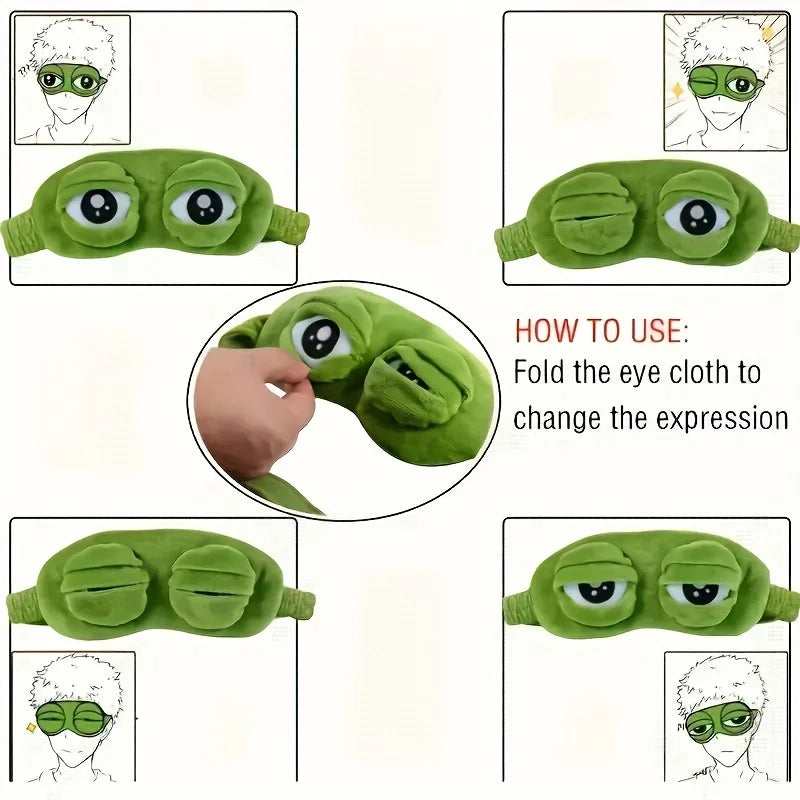 3D Cute Frog Sleep Eye Mask – Soft Comfortable Eye Cover for Travel, Office & Stress Relief - The Little Market Shop