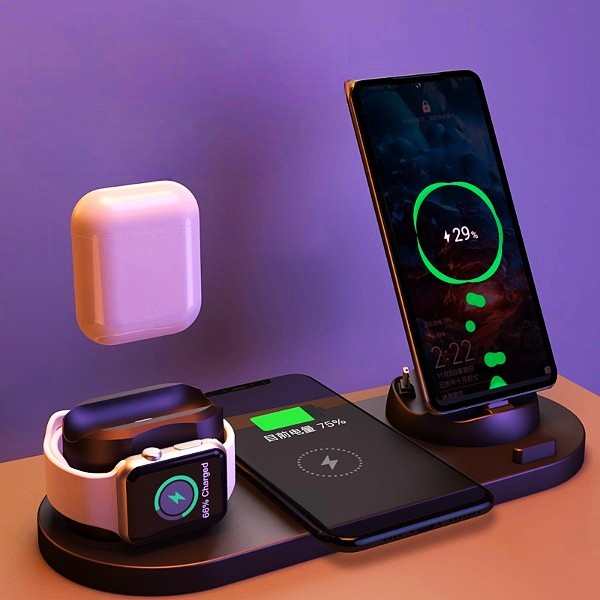 6-in-1 Wireless Charging Dock – Fast Charge iPhone, Watch & More - The Little Market Shop