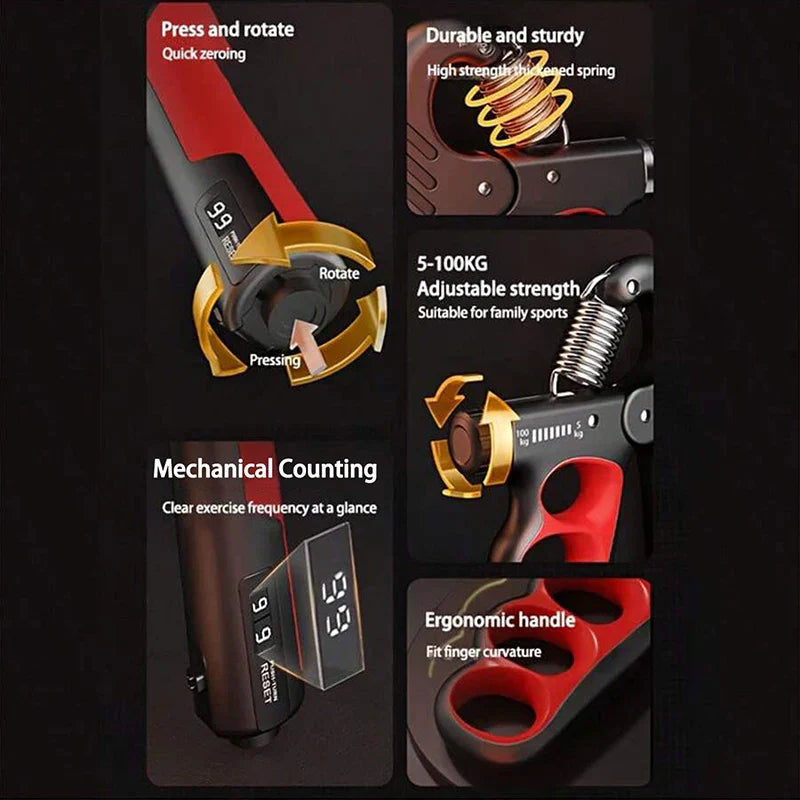 Adjustable Hand Grip Strengthener 5-100kg for Fitness & Recovery - The Little Market Shop