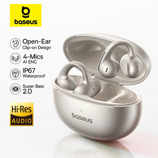 Baseus MC1 Pro Ear Clip Wireless Earphones – Bluetooth 6.0 Open-Ear Hi-Res Earbuds with 4-Mic ENC - The Little Market Shop