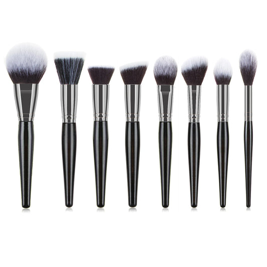Black Large Makeup Brush Set Foundation Powder Blush Kabuki Tools - The Little Market Shop