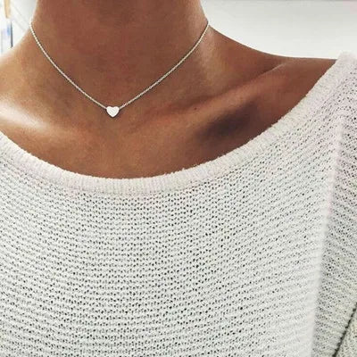 Boho Tiny Heart Choker Necklace – Trendy Short Chain for Women - The Little Market Shop