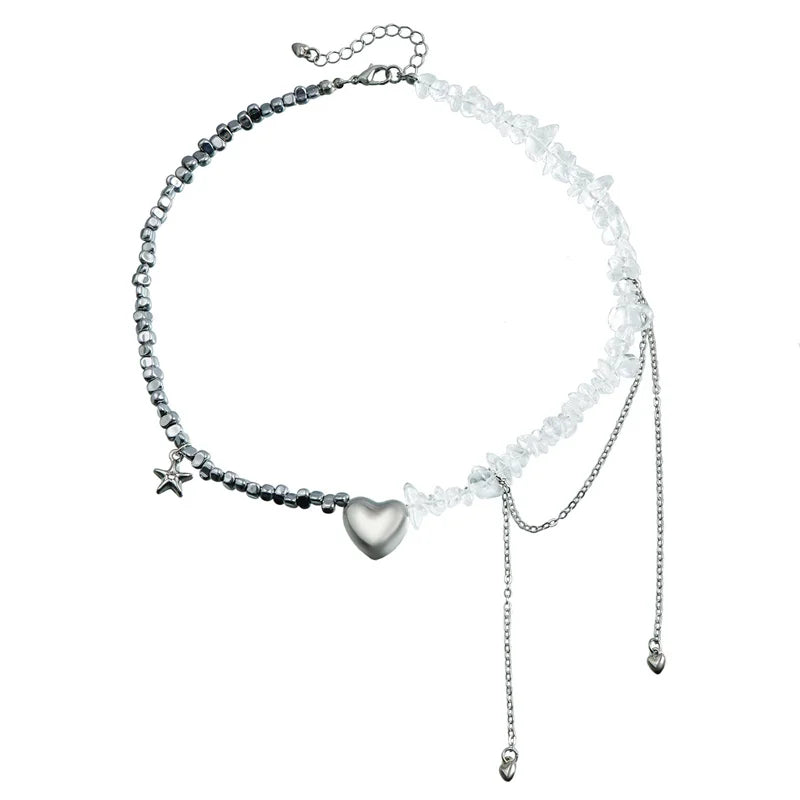 Boho Heart Beaded Crystal Choker Necklace for Women Fashion - The Little Market Shop