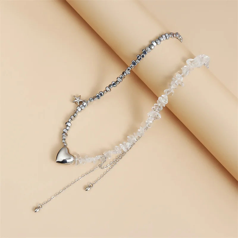 Boho Heart Beaded Crystal Choker Necklace for Women Fashion - The Little Market Shop
