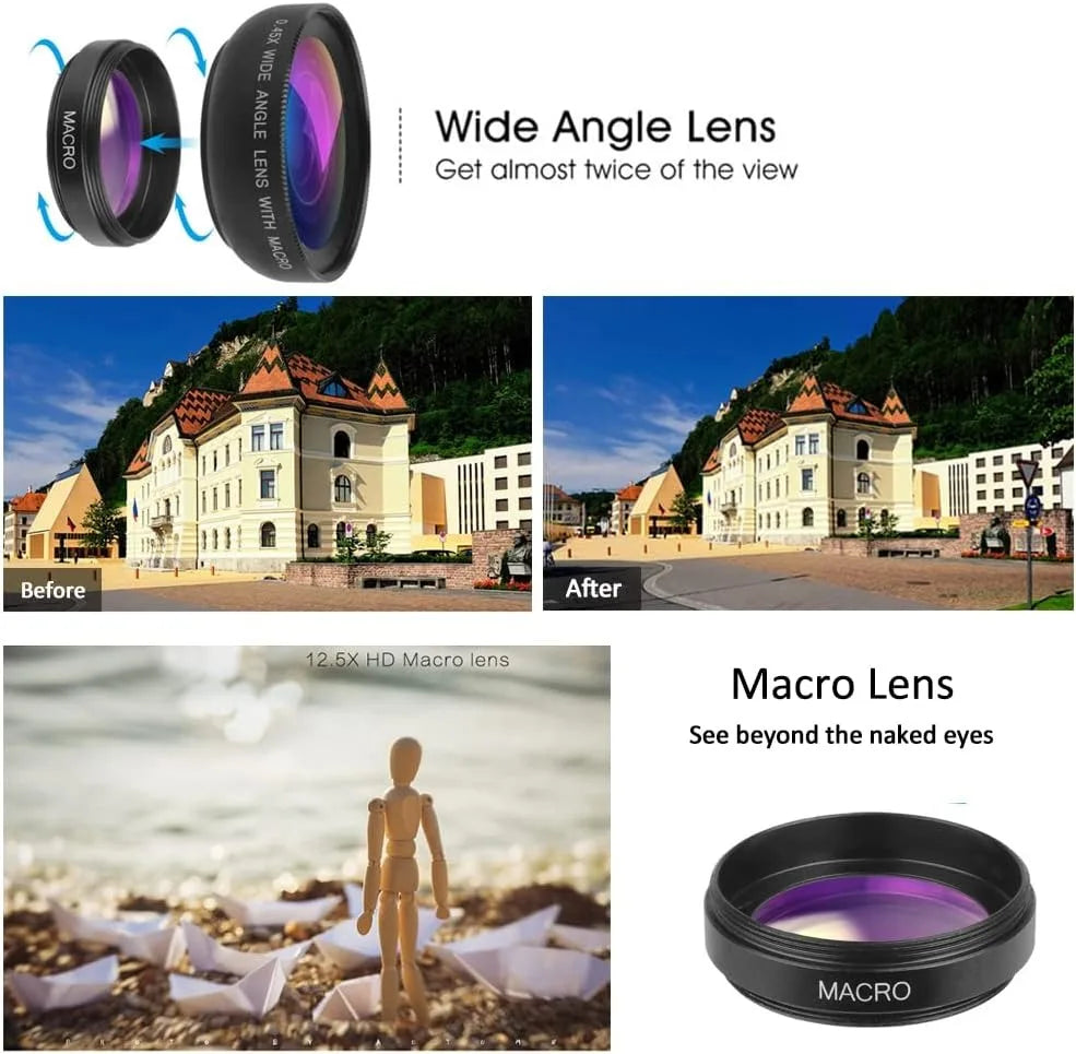 Capture Wide & Detailed Shots with 2-in-1 Mobile Phone Lens Kit - The Little Market Shop