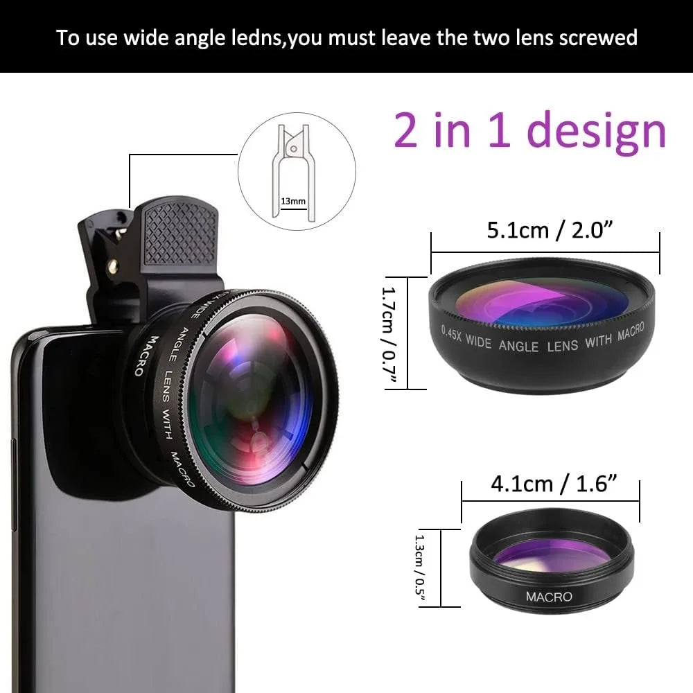Capture Wide & Detailed Shots with 2-in-1 Mobile Phone Lens Kit - The Little Market Shop