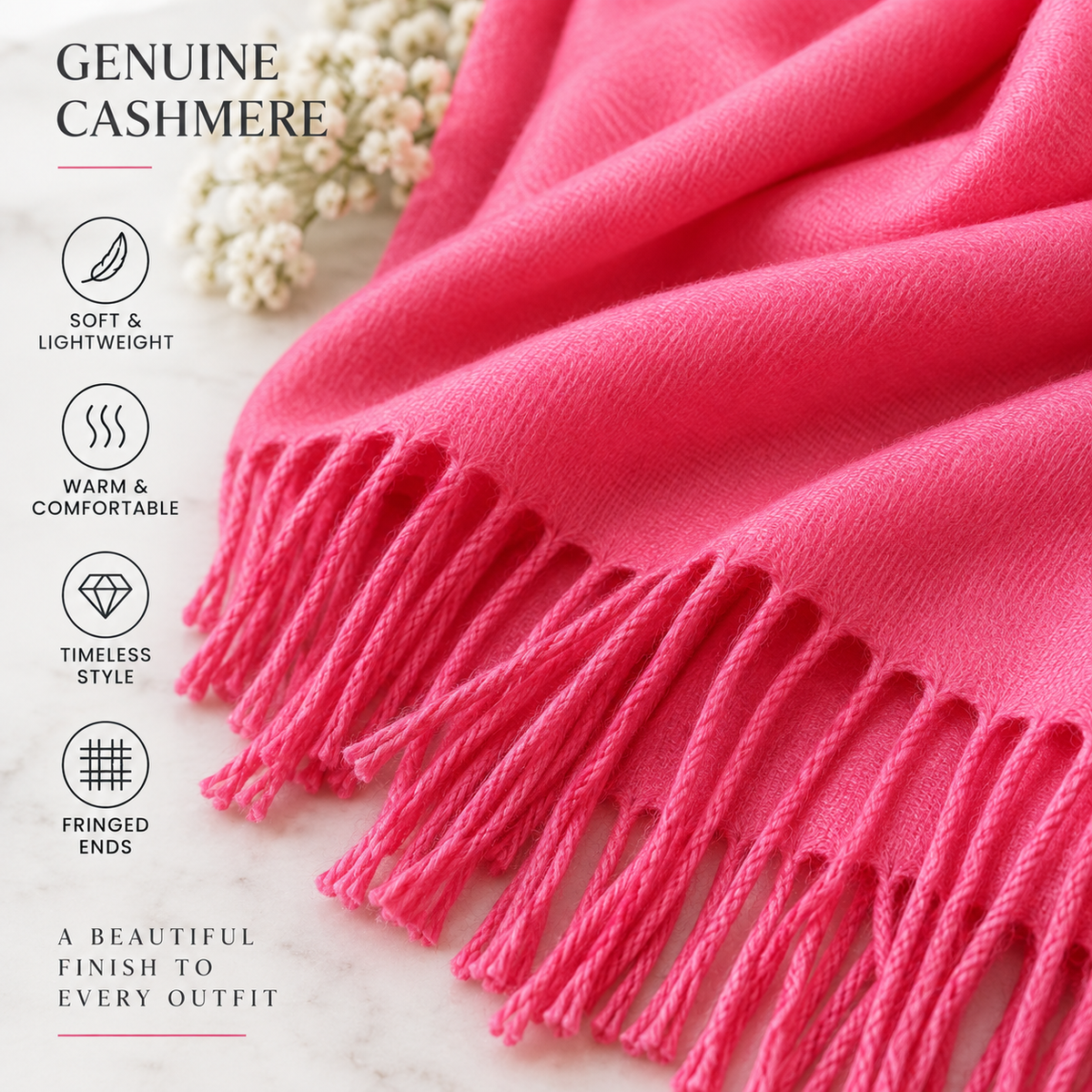 Pink Cashmere Scarf & Shawl for Women