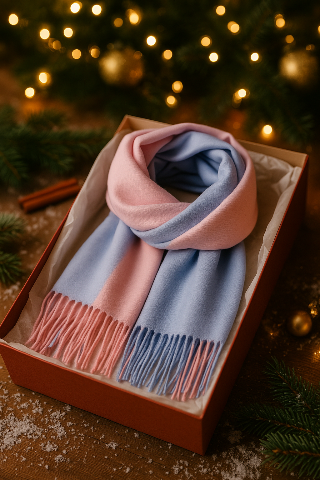Luxury Reversible Cashmere Shawl – Two-Tone Pink & Blue Elegant Wrap (Perfect Christmas Gift, FREE Shipping)