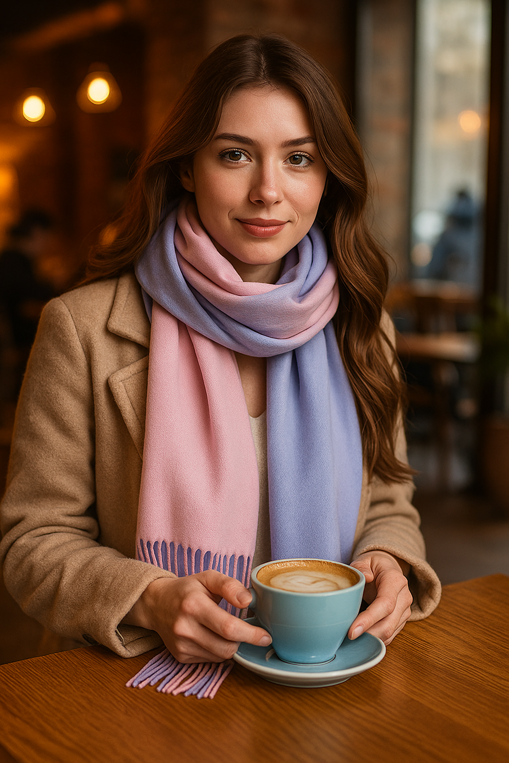 Luxury Reversible Cashmere Shawl – Two-Tone Pink & Blue Elegant Wrap (Perfect Christmas Gift, FREE Shipping)