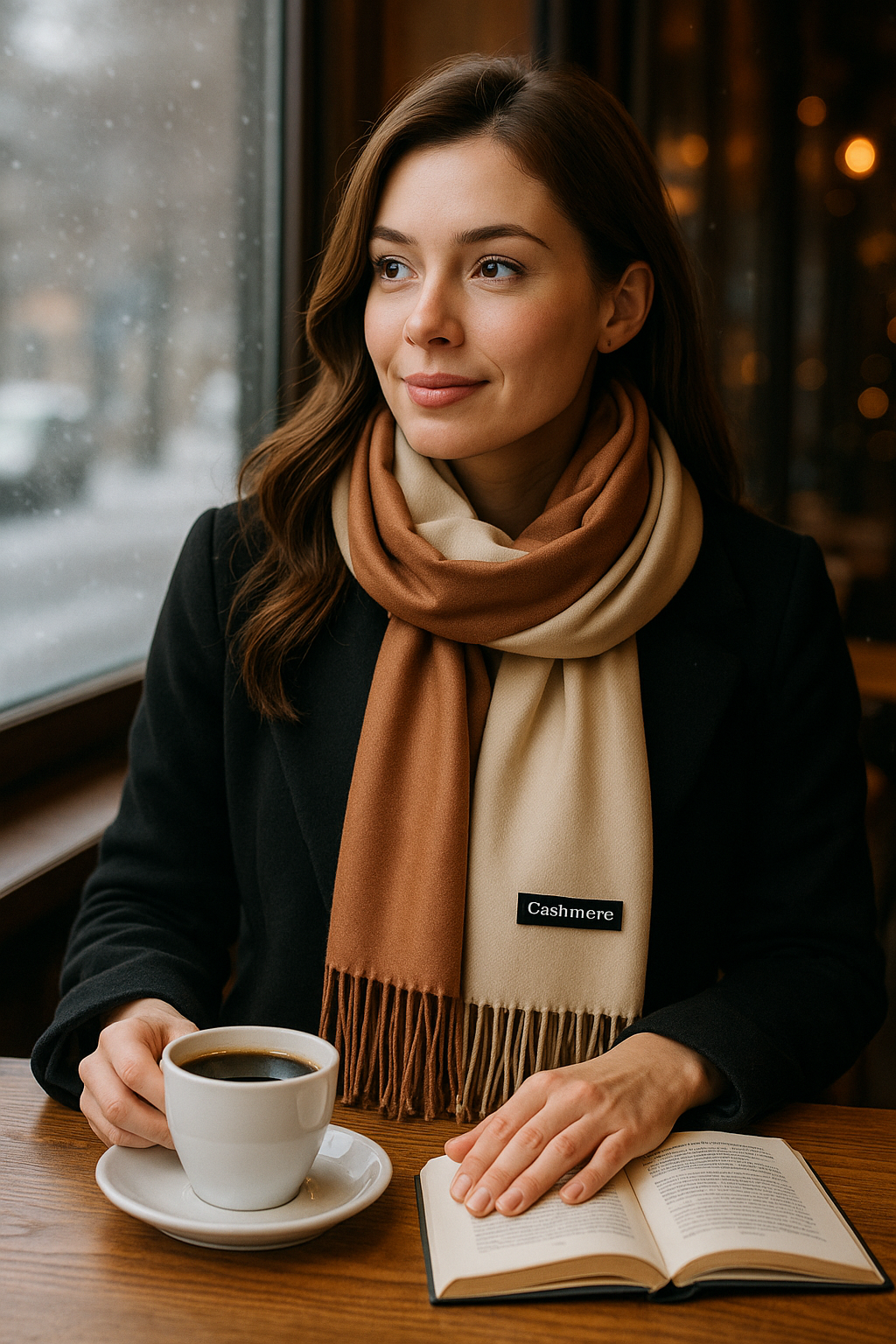 Two-Tone Brown Evening Shawl – Elegant Reversible Wrap for Women