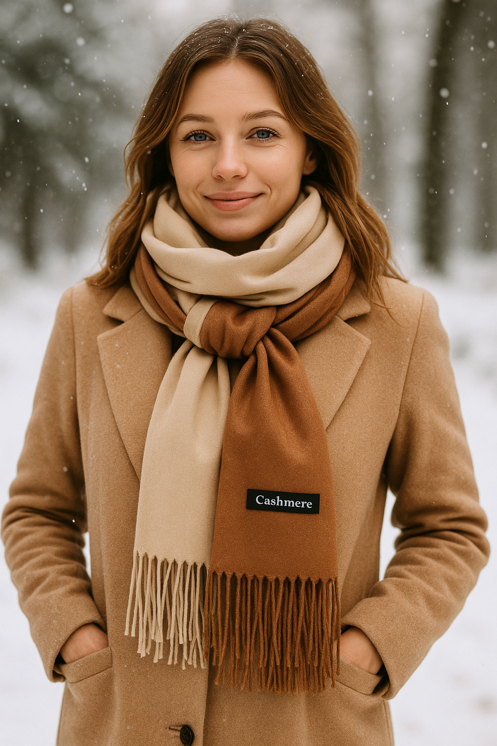 Two-Tone Brown Evening Shawl – Elegant Reversible Wrap for Women