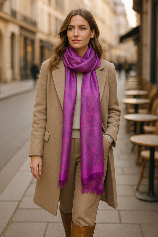 Pink & Purple Paisley Scarf for Women – Soft Silk-Feel Wrap