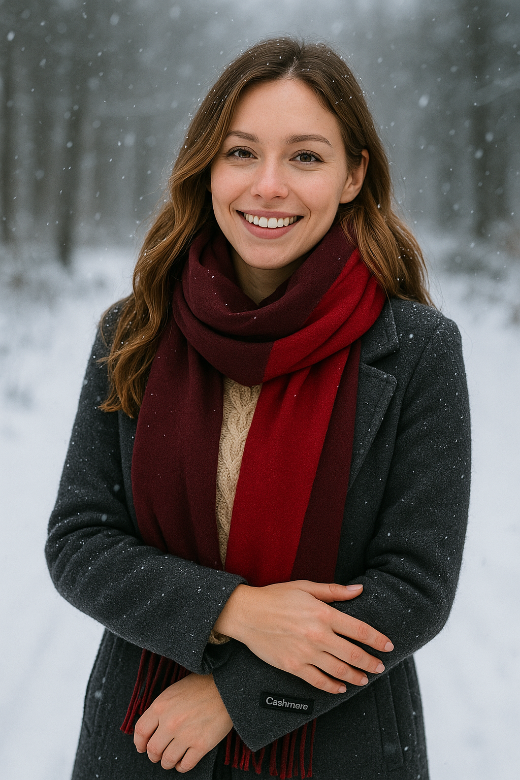 Luxury Two-Tone Burgundy Cashmere Scarf – Ultra-Soft, Warm & Gift-Ready for Winter