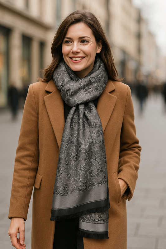 Silk Paisley Evening Shawl – Elegant Lightweight Wrap for Christmas Weddings & Gifts