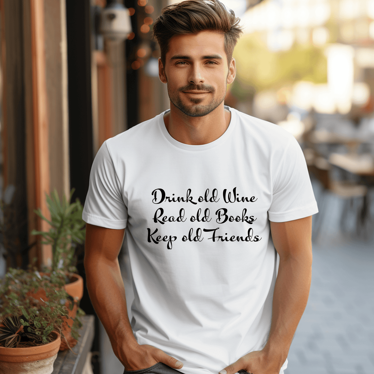 Introducing Our 'Drink Old Wine, Read Old Books, Keep Old Friends' Tee – Shirt Men's classic tee - The Little Market Shop