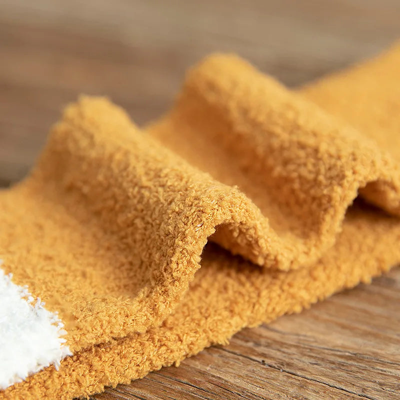 Cute Cat Claw Coral Velvet Socks - Warm Winter Sleep & Home Floor Socks - The Little Market Shop
