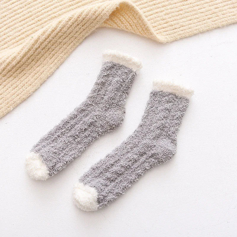 Cute Cat Claw Coral Velvet Socks - Warm Winter Sleep & Home Floor Socks - The Little Market Shop