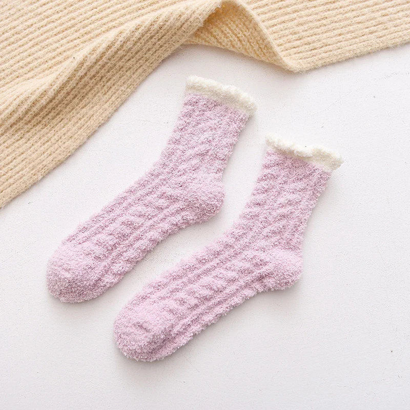 Cute Cat Claw Coral Velvet Socks - Warm Winter Sleep & Home Floor Socks - The Little Market Shop