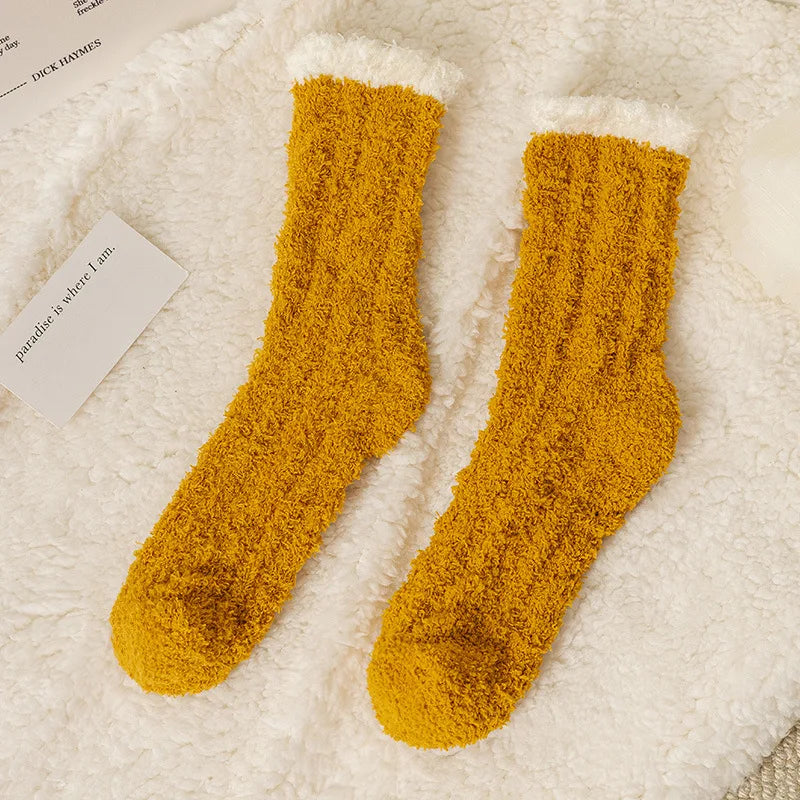 Cute Cat Claw Coral Velvet Socks - Warm Winter Sleep & Home Floor Socks - The Little Market Shop