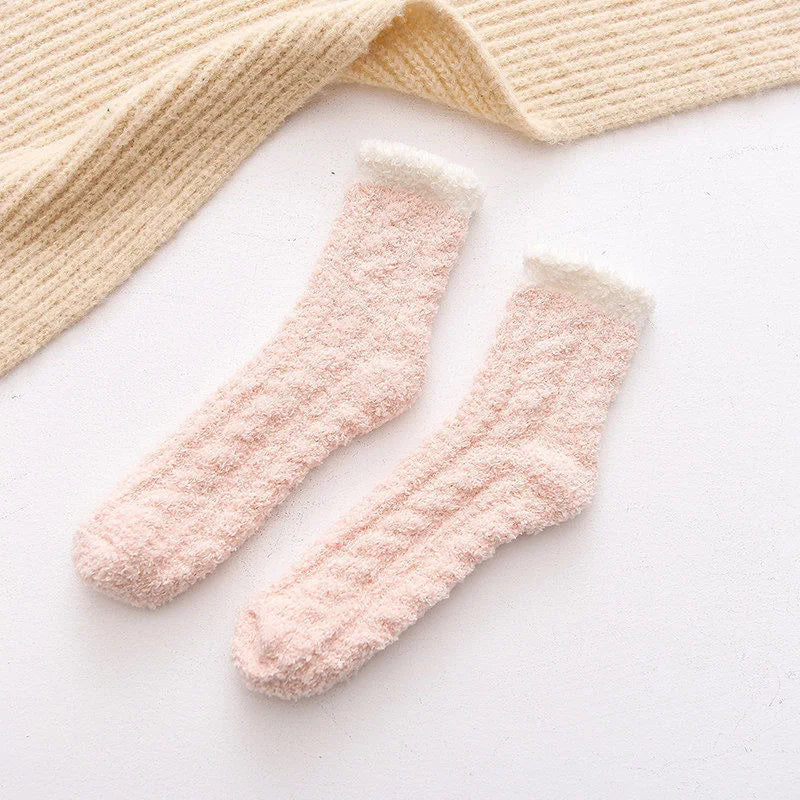 Cute Cat Claw Coral Velvet Socks - Warm Winter Sleep & Home Floor Socks - The Little Market Shop