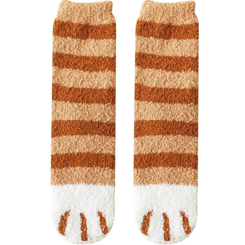 Cute Cat Claw Coral Velvet Socks - Warm Winter Sleep & Home Floor Socks - The Little Market Shop