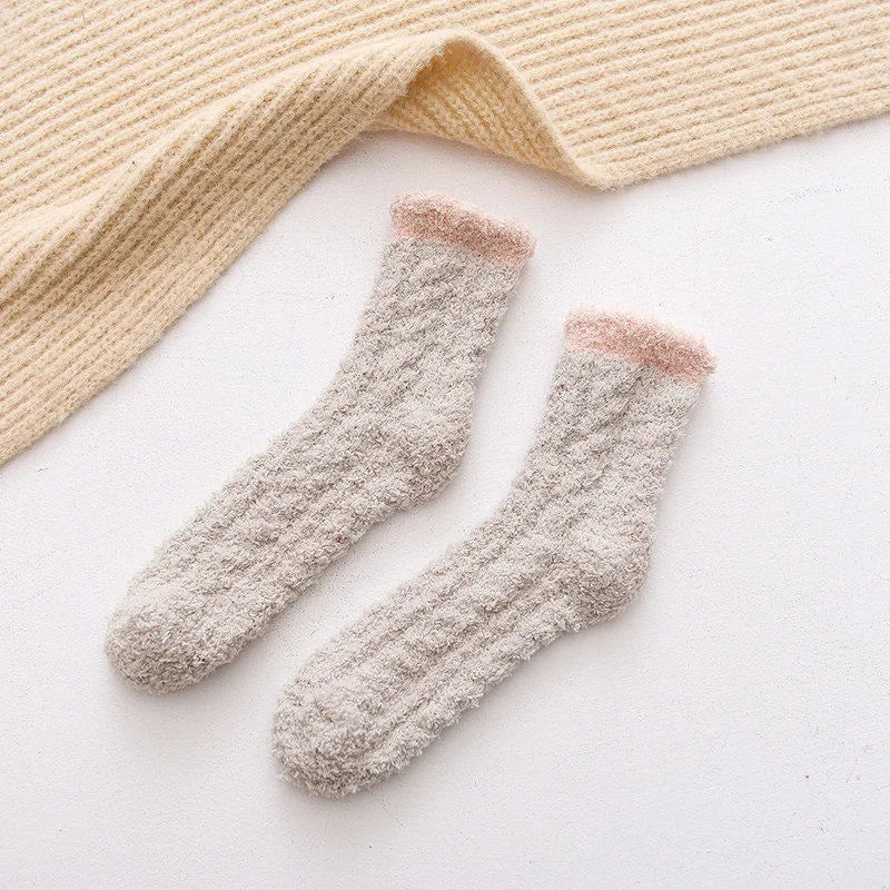 Cute Cat Claw Coral Velvet Socks - Warm Winter Sleep & Home Floor Socks