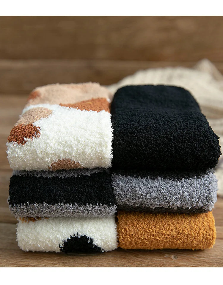 Cute Cat Claw Coral Velvet Socks - Warm Winter Sleep & Home Floor Socks - The Little Market Shop
