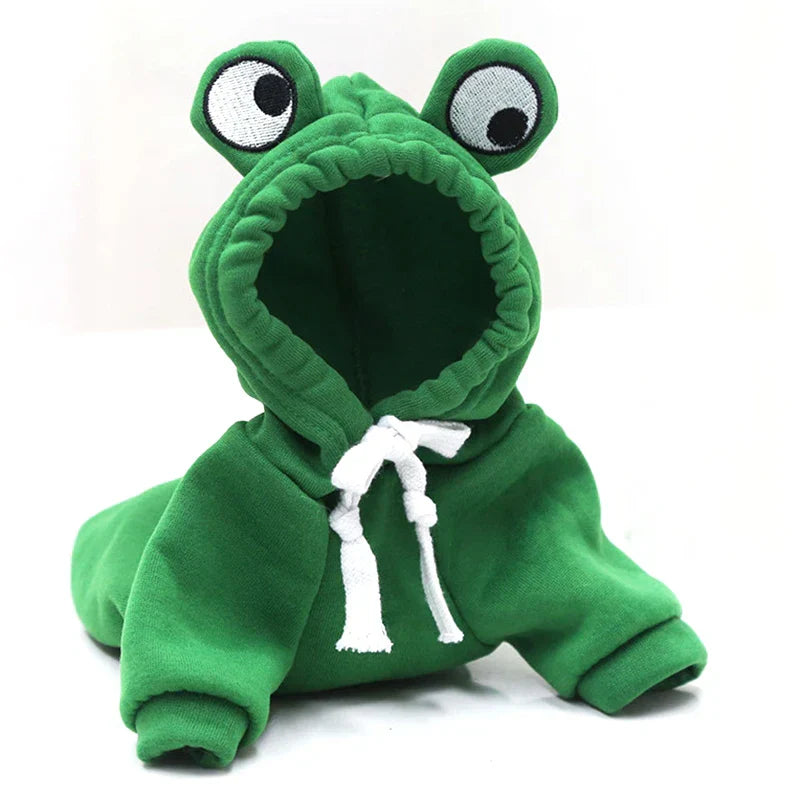 Cute Frog Dog Hoodie - Warm Fleece Clothes for Small & Medium Pets - The Little Market Shop