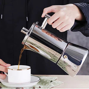 Easyworkz Stainless Steel Moka Pot – 4 Cup Stovetop Coffee Espresso Maker - The Little Market Shop