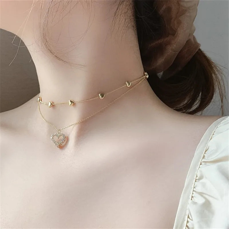 Elegant Crystal Circle Pendant Necklace – Trendy Golden Fashion Jewelllery - The Little Market Shop