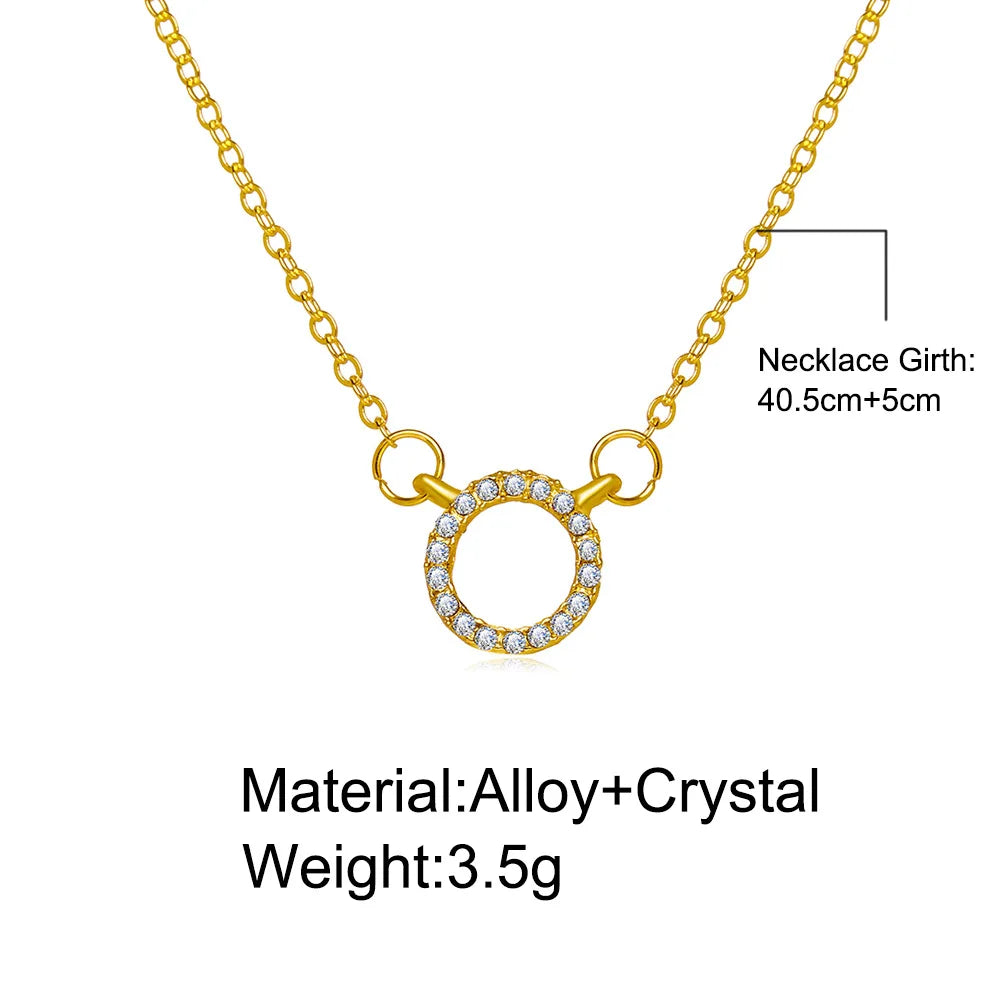 Elegant Crystal Circle Pendant Necklace – Trendy Golden Fashion Jewelllery - The Little Market Shop