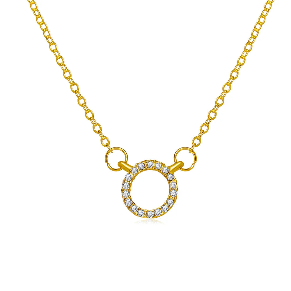 Elegant Crystal Circle Pendant Necklace – Trendy Golden Fashion Jewelllery - The Little Market Shop